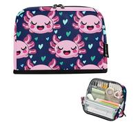 Astuccio con cerniera e astuccio per matite carino Axolotls blu scuro rosa navy astuccio carino portapenne per ragazze giapponesi bambini rientro a scuola organizer