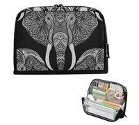 Astuccio con cerniera e motivo elefante mandala, grande astuccio per matite e matite, per ragazzi e ragazze, Kawaii, per il rientro a scuola, per adulti, forniture per ufficio
