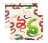 Astuccio con cerniera e motivo serpente, colore: beige | Finestra trasparente per afferrare rapidamente, ampia vestibilità piatta, organizer per studio minimalista