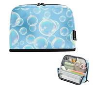 Astuccio con cerniera Grande Astuccio per matite Astuccio per matite Carino Astuccio per penne Ragazze Speciale Bambini Cancelleria Rientro a Scuola Bolle di sapone blu