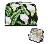 Astuccio con cerniera Grande Astuccio per matite bianche Calla Lilies Foglie Verdi Borse per matite Nere Ragazze Teen Girls Pen Pouch Boy Cancelleria College High School Forniture per ufficio