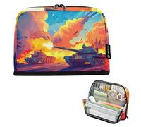 Astuccio con cerniera grande astuccio per matite borsa per matite per ragazzi borse per penne adolescenti ragazze ufficio bambini rientro a scuola forniture organizer serbatoio guerra arancione