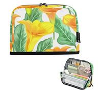 Astuccio con cerniera, grande astuccio per matite, carino astuccio per penne per ragazze personalizzato per bambini per il rientro a scuola organizer floreale dipinto arancione calle gigli