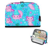 Astuccio con cerniera grande astuccio per matite carino Axolotls blu mare rosa borse per matite carino portapenne ragazze animale ritorno a scuola adulti forniture per ufficio