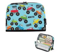 Astuccio con cerniera grande astuccio per matite colorato Monster Truck blu astuccio per matite carino per ragazze cancelleria essenziale per bambini organizzatore scolastico