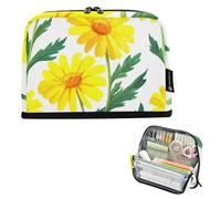 Astuccio con cerniera grande astuccio per matite gialle margherite fiori di stoccaggio astuccio carino portapenne ragazze kawaii bambini rientro a scuola forniture organizer