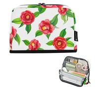 Astuccio con cerniera grande astuccio per matite matite borse per ragazze adolescenti portapenne ragazzo cancelleria ritorno a scuola adulti forniture per ufficio acquerello rosso camelia fiori