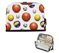 Astuccio con cerniera grande realistica pallacanestro calcio baseball matite borse stoccaggio ragazzi penne borse ragazze adolescenti colori college scuola superiore forniture per ufficio