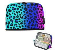Astuccio con cerniera leopardata a pois neri sfumati blu rosa astuccio grande astuccio portapenne carino per ragazze università giapponese scuola superiore forniture per ufficio