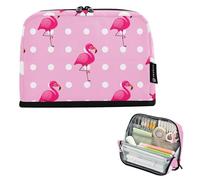 Astuccio con cerniera per matite grande astuccio per matite astuccio per ragazzi borse per penne per ragazze adolescenti organizer stampa forniture per il rientro a scuola fenicotteri rosa pois