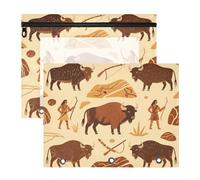 Astuccio con cerniera, tasca a 3 anelli per raccoglitori a 3 anelli, confezione da 2 pezzi, per insegnanti, forniture per aule scolastiche, marrone bisonte cacciatore