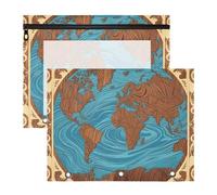 Astuccio con cerniere lisce, portapenne per raccoglitori a 3 anelli, confezione da 2 articoli per studenti universitari con mappa del mondo antico Bolsa para lapices