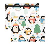 Astuccio con cerniere lisce, portapenne, per raccoglitori a 3 anelli, confezione da 2 pezzi, per insegnanti, classe, simpatico pinguino nero