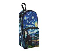 Astuccio con cielo stellato di Van Gogh, grande capacità, con scomparto per studenti, a forma di zaino, organizer per cancelleria, astuccio per matite e pennarelli, per scuola, ufficio, lavoro, Van