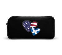 Astuccio con cuori intrecciati con bandiera americana della Scozia divertente astuccio portapenne ad alta capacità astuccio per cancelleria trucco organizer per cosmetici per uomini e donne, Stile:,