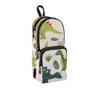 Astuccio con dinosauro verde, grande capacità, con scomparto per studenti, a forma di zaino, organizer per cancelleria, per scuola, ufficio, lavoro, Foresta dei dinosauri, Taglia unica, Valigetta