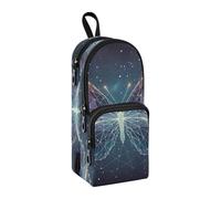 Astuccio con farfalle poligonali, grande capacità, con scomparto per studenti, a forma di zaino, organizer per cancelleria, astuccio per matite e pennarelli, per scuola, ufficio, lavoro, Poligoni