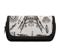 Astuccio con fascia per la testa con piume, extra large, a doppio strato, con cerniera, borsa portatile per cosmetici, per viaggi, cancelleria da ufficio, per donne e uomini