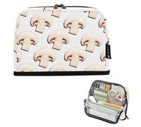 Astuccio con fette di fungo bianco con cerniera, astuccio per matite e matite, per ragazzi, ragazze, ragazze, fiori, per il rientro a scuola, organizer