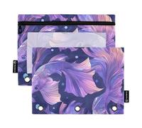 Astuccio con finestra trasparente viola romantico distintivo astuccio in plastica grande capacità raccoglitore a 3 fori per aula scuola forniture per ufficio multicolore 2 pezzi