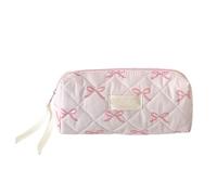 ASTUCCIO CON FIOCCO - ASTUCCIO PER BAMBINI CON FIOCCO MULTIFUNZIONALE Astuccio per pennelli da trucco - Portatile, Colorato Borsa per la cultura da viaggio Borsa per la casa, rosa e bianco, vedi