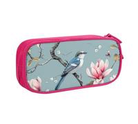 Astuccio con fiore di magnolia per ragazzi e ragazze con uccellino cinese, grande astuccio per penne da scrivania organizer per cancelleria astuccio per scuola ufficio borsa per il trucco con cerniera
