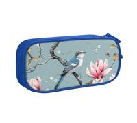 Astuccio con fiore di magnolia per ragazzi e ragazze con uccellino cinese, grande astuccio per penne da scrivania organizer per cancelleria astuccio per scuola ufficio borsa per il trucco con cerniera