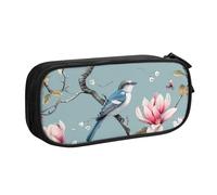 Astuccio con fiore di magnolia per ragazzi e ragazze con uccellino cinese, grande astuccio per penne da scrivania organizer per cancelleria astuccio per scuola ufficio borsa per il trucco con cerniera