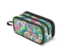 Astuccio con fiori colorati a forma di sirena, grande capacità, per ragazzi e ragazze, astuccio a 3 scomparti, per studenti, cancelleria, pennarelli, per scuola, ufficio, lavoro, Una ragazza sirena