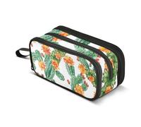 Astuccio con fiori di cactus, grande capacità, per ragazzi e ragazze, astuccio a 3 scomparti, astuccio per studenti, cancelleria, organizer per pennarelli, per scuola, ufficio, lavoro, Fiori di