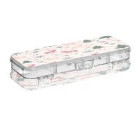 Astuccio con forniture Renna fiocco di neve Natale plastica trasparente matita scatola organizzatore pastello scatola portaoggetti doppio strato portapenne per la scuola