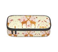 Astuccio con giraffa, cuore e fiori e farfalle, grande capacità, astuccio multiuso per il trucco con cerniera, Nero , Taglia unica, Beauty case