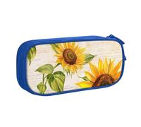 Astuccio con girasole e giornale, per ragazzi e ragazze, vintage, grande, per cancelleria, per scuola, ufficio, borsa per il trucco con cerniera, rosa, 21x5x10.5cm, Astuccio per trucchi