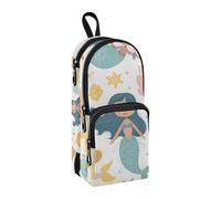 Astuccio con grazioso motivo sirenette e stella marina, grande capacità, con scomparto per studenti, a forma di zainetto, organizer per cancelleria, astuccio per matite e pennarelli, per scuola,