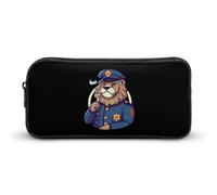 Astuccio con leone poliziotto che fuma astuccio carino per penne e cosmetici, organizer per viaggi e ufficio