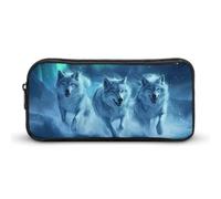 Astuccio con lupo delle luci del nord e grazioso astuccio per penne e cosmetici, organizer per viaggi e ufficio
