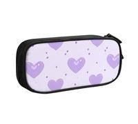 Astuccio con motivo a cuore per ragazzi e ragazze, grande astuccio per penne con cuore viola, organizer per cancelleria da scrivania, astuccio per matite per scuola e ufficio, borsa per il trucco con