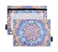 Astuccio con motivo floreale vibrante - Mandala centrato - come sciarpa di seta modello raccoglitore tascabile per raccoglitori a 3 anelli con fori per raccoglitori per studenti, casa, viaggi