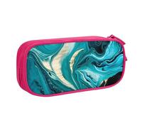 Astuccio con motivo marmorizzato turchese per ragazzi e ragazze, linea verde acqua, grande astuccio per penne da scrivania, cancelleria organizer per matite per scuola ufficio borsa per trucco con