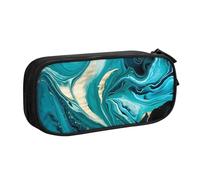 Astuccio con motivo marmorizzato turchese per ragazzi e ragazze, linea verde acqua, grande astuccio per penne da scrivania, cancelleria organizer per matite per scuola ufficio borsa per trucco con