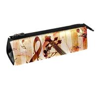 Astuccio con note musicali e violino, astuccio per cancelleria, astuccio per matite, cosmetici, borsa compatta con cerniera, Multi, 5.5 ×6 ×20CM/2.2x2.4x7.9 in, Organizer per borse