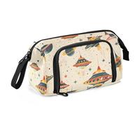 Astuccio con pianeta con disco volante, grande capacità, astuccio con manico con cerniera, per la scuola dei bambini, Multicolore, Taglia unica, moderno