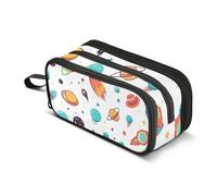 Astuccio con pianeta razzo e stella, grande capacità, per ragazzi e ragazze, astuccio a 3 scomparti, per studenti, cancelleria, pennarelli, per scuola, ufficio, lavoro, Planet Rocket Star, Taglia
