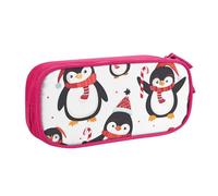 Astuccio con pinguino invernale per ragazzi e ragazze, grande astuccio per penne e penne con Babbo Natale per cancelleria da scrivania organizer per scuola ufficio borsa per il trucco con cerniera