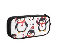 Astuccio con pinguino invernale per ragazzi e ragazze, grande astuccio per penne e penne con Babbo Natale per cancelleria da scrivania organizer per scuola ufficio borsa per il trucco con cerniera