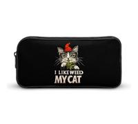 Astuccio con scritta "I Like Weed My Cat", grande capacità, per penne, cancelleria e trucchi