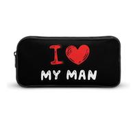 Astuccio con scritta "I Love My Man" per penne e cosmetici, organizer per viaggi, ufficio
