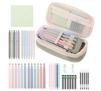 Astuccio con - Set di cancelleria astuccio per matite, penne gel nere gomme, blocco note scrittura liscia, set evidenziatori per studentesse, donne, ragazze, adolescenti, università e