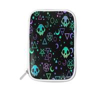 Astuccio con simboli magici, teschi, astuccio per matite con cerniera e cerniera, organizer per cosmetici, per scuola, ragazze e ragazzi, Multi, Size：9(L)x5.5(W) inch, Astuccio