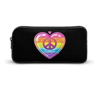 Astuccio con simbolo della pace arcobaleno e cuore con bandiera gay orgogliosa, astuccio per penne e cosmetici, organizer per viaggi e ufficio